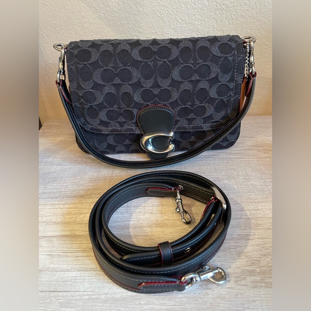 Coach Black Denim Soft Tabby